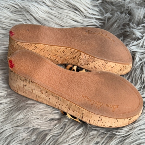 EUC Sam Edelman Reid Wedge Slide Sandal Animal Leopard Print Size 7.5 - Picture 9 of 10
